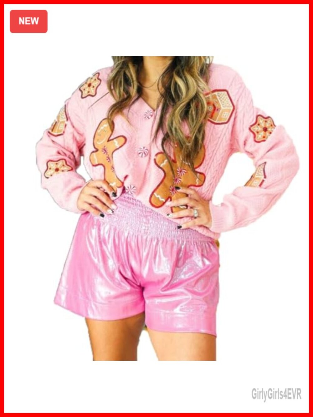 Christmas Sequins Cardigan Funny Graphic Button Down Knit Crop Sweater